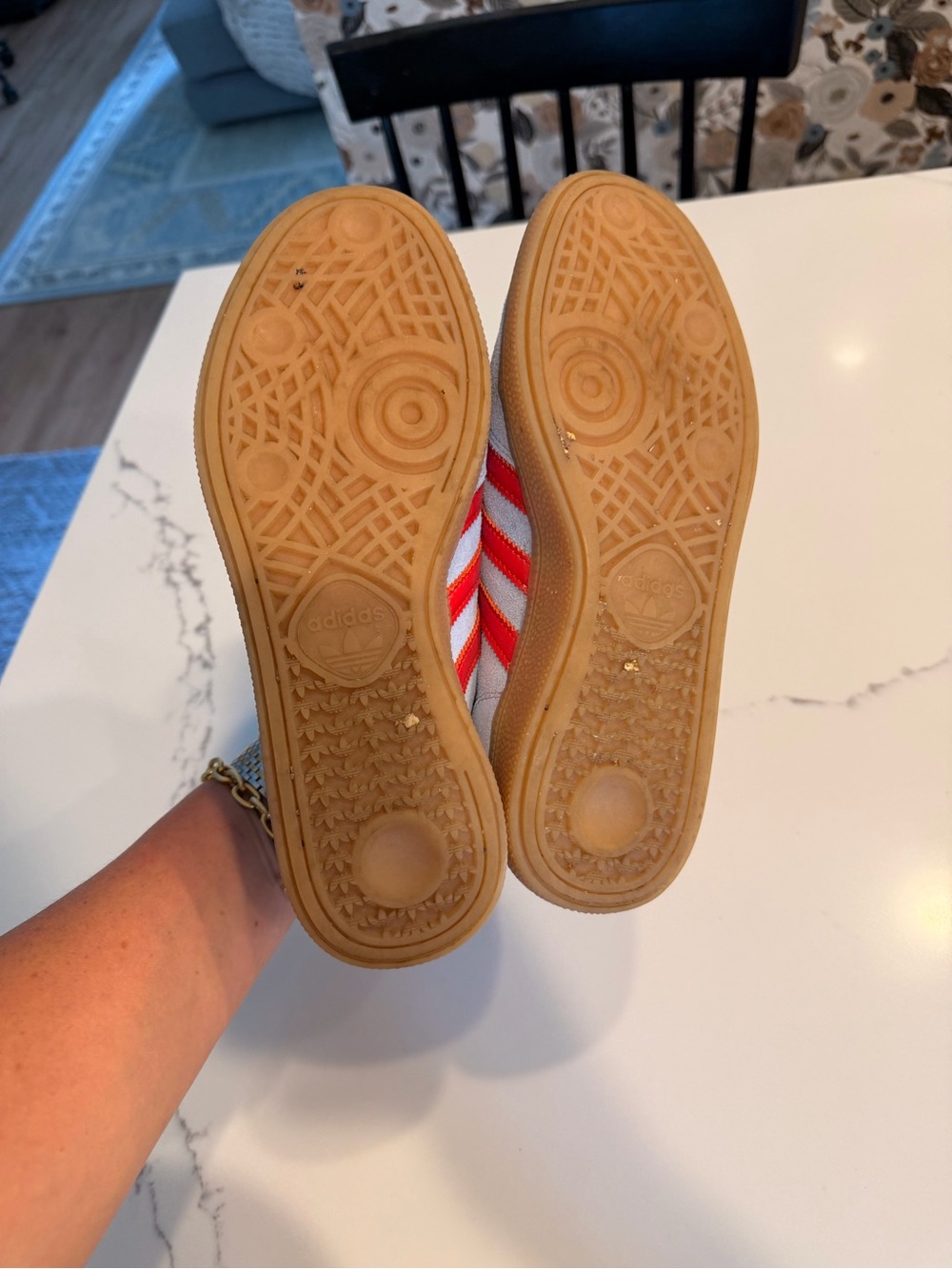 adidas Spezial women Light Blue Suede Sneakers with Red Stripes - Picture 4 of 5